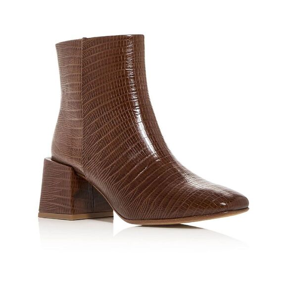 LOQ Womens Brown Lizard Comfort Lazaro Square Toe Block...